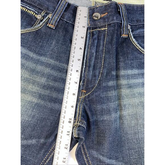 Levis Size 34 Slim Straight Fit Medium Wash Blue Denim Jeans Red Tab Flap Pocket - Picture 3 of 11